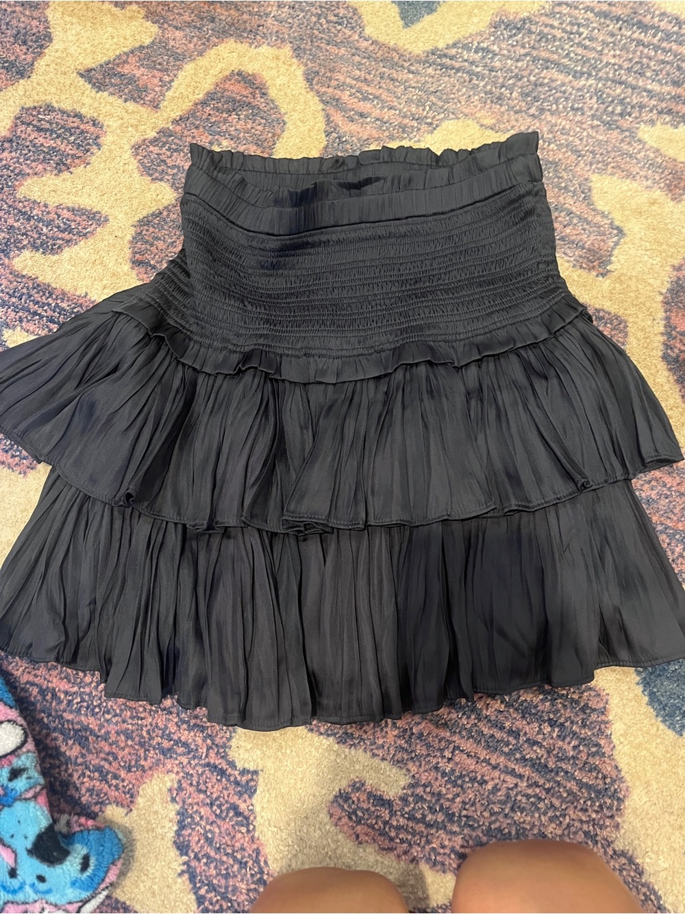 Dark Grey Pookie & Sebastian Smocked Ruffle Tiered Mini Skirt